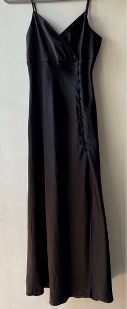 Zara -Black Satin Midi Slip Dress