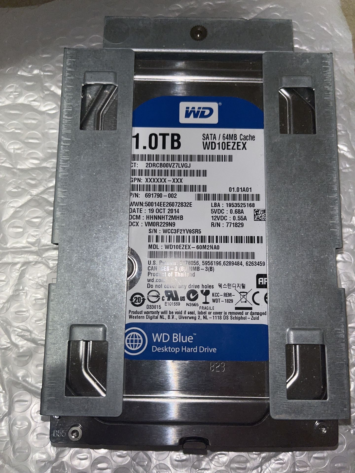 Western Digital 1TB WD Blue Desktop Hard Drive – SATA 64MB Cache (WD10EZEX) – Great Condition!