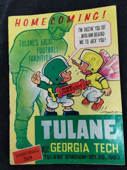 Vintage 1963 Tulane Vs. Georgia Tech homecoming football game program