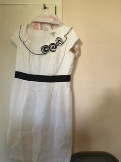 Dressbarn White Dress with Black Accents