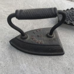 Antique Downs & Co No.5 Flat Iron and Cast Iron Trivet