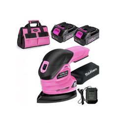 Woodworking, 20V Electric Hand Sander for Wood Furniture, Compact Mouse Sander Tool with 2Pcs Batteries, Charger