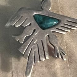 Early 1930s Navajo 950 Sterling Silver Turquoise Antique Brooch