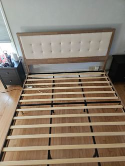 King upholstered platform bed frame