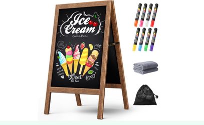 Wooden A-Frame Chalkboard Sign with Markers