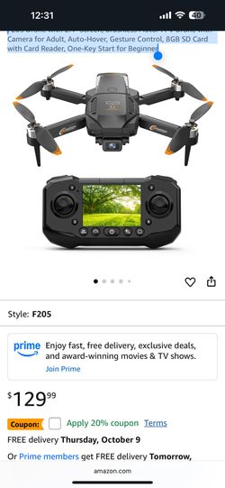 F205 Drone with 2.4" Screen, Brushless Motor FPV Drone with Camera for Adult, Auto-Hover, Gesture Control, 8GB SD Card with Card Reader, One-Key Start