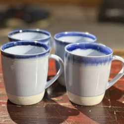 Project 62 Set Of 4 Coffee Mugs Valetta Porcelain Blue Ombre Dip Dye 14 oz