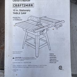 Craftsman 10inch Stationary Table Saw 