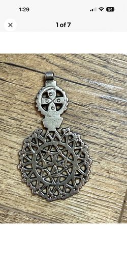 Ethiopian Coptic Coin Cross Pendant Hand Crafted Collectible Silver Metal