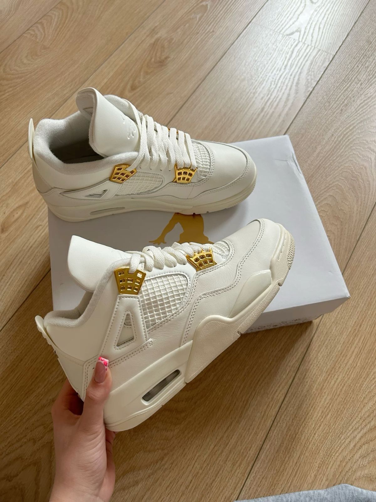 Metallic Gold Air Jordan 4 Platinum Metal Buckle