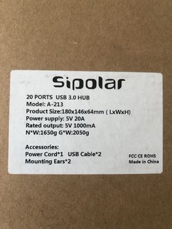 Sipolar A-213 Industrial Grade USB 3.0 Hub 20 Port High Speed Data • NEW