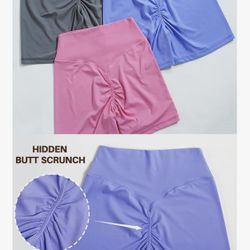 Sunzel Women's Invisible Butt Scrunch Shorts, High Waisted Biker Shorts, Gym Workout Yoga Running Shorts with Tummy Control