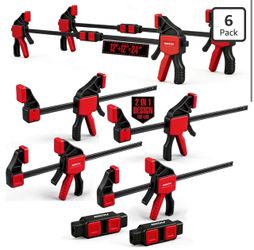 Clamps for woodworking, hand, tools,6 pack, 12 inch bars,New, *Riverside