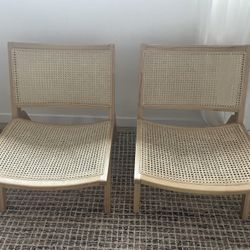 Set Of Indoor  weWood Lounge Chairs With Cane