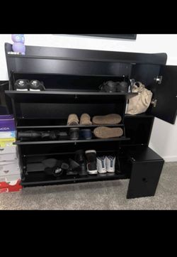 Black Shoe Storage Organizer & Wall Shelves