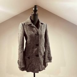 Women's Black & Gray Pea Coat - XS