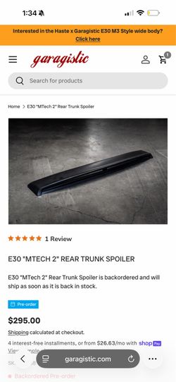 BMW E30 "MTECH 2" REAR TRUNK SPOILER
