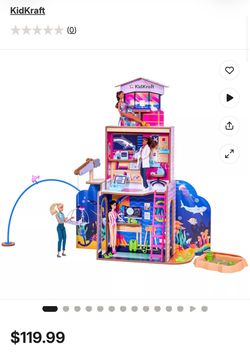 KidKraft 2-in-1 Beach & Rescue Center Wooden Dollhouse — New in Box, 50 Accessories