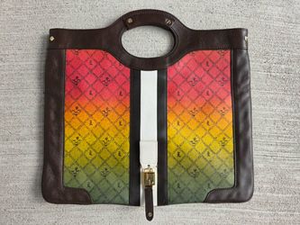 L.A.M.B. by Gwen Stefani Ombre Clutch Tote Bag Multicolor Gradient Brown Leather 15.5”