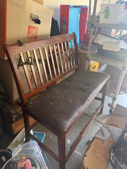Wooden Bench with Upholstered Seat
