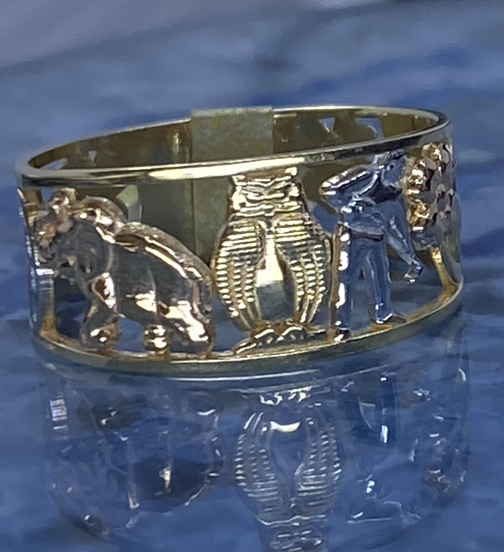 $375 Three Tone Yellow White And Rose Gold Lucky Figure Ring