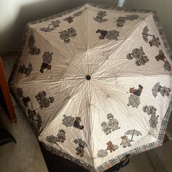 Burberry Teddy Bear nova Check logo umbrella water raincoat accessories unisex
