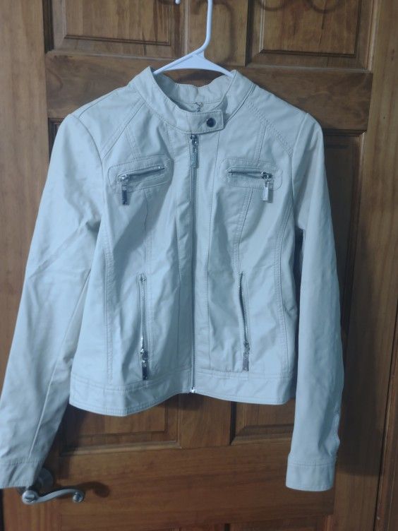 Faux Leather White Jacket