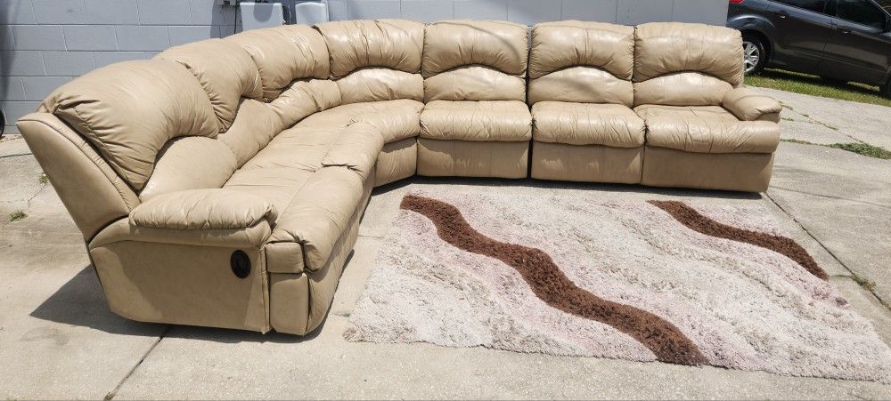 Tan Leather Sofa Recliner Sectional
