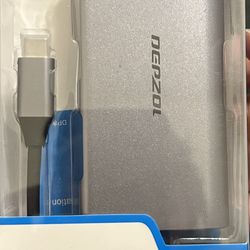 DEPZOL USB C Hub Type C Adapter 8-in-1 Dock to HDMI 4K Gig Ethernet RJ45 DP801