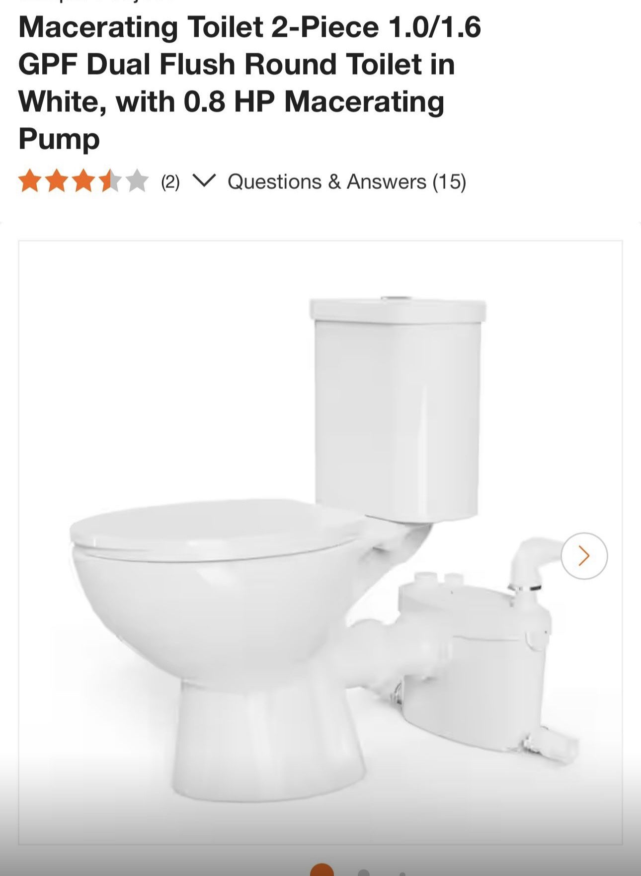 Macerating upflush toilet model MT-1