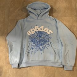 Sky Blue Rinestone Sp5der Hoodie Brand New Size Medium 
