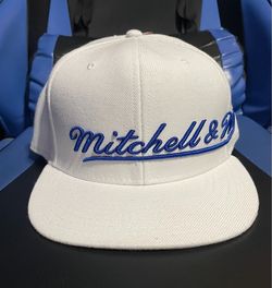 Mitchell & Ness Fitted Hat 7 7/8 White and Blue Cap New With Tags