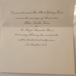 1897 Wedding Announcement for Niece of Civil War Officer