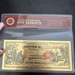 2011 - Set Of $5 And $1 … 24k Gold Plated Bank Notes