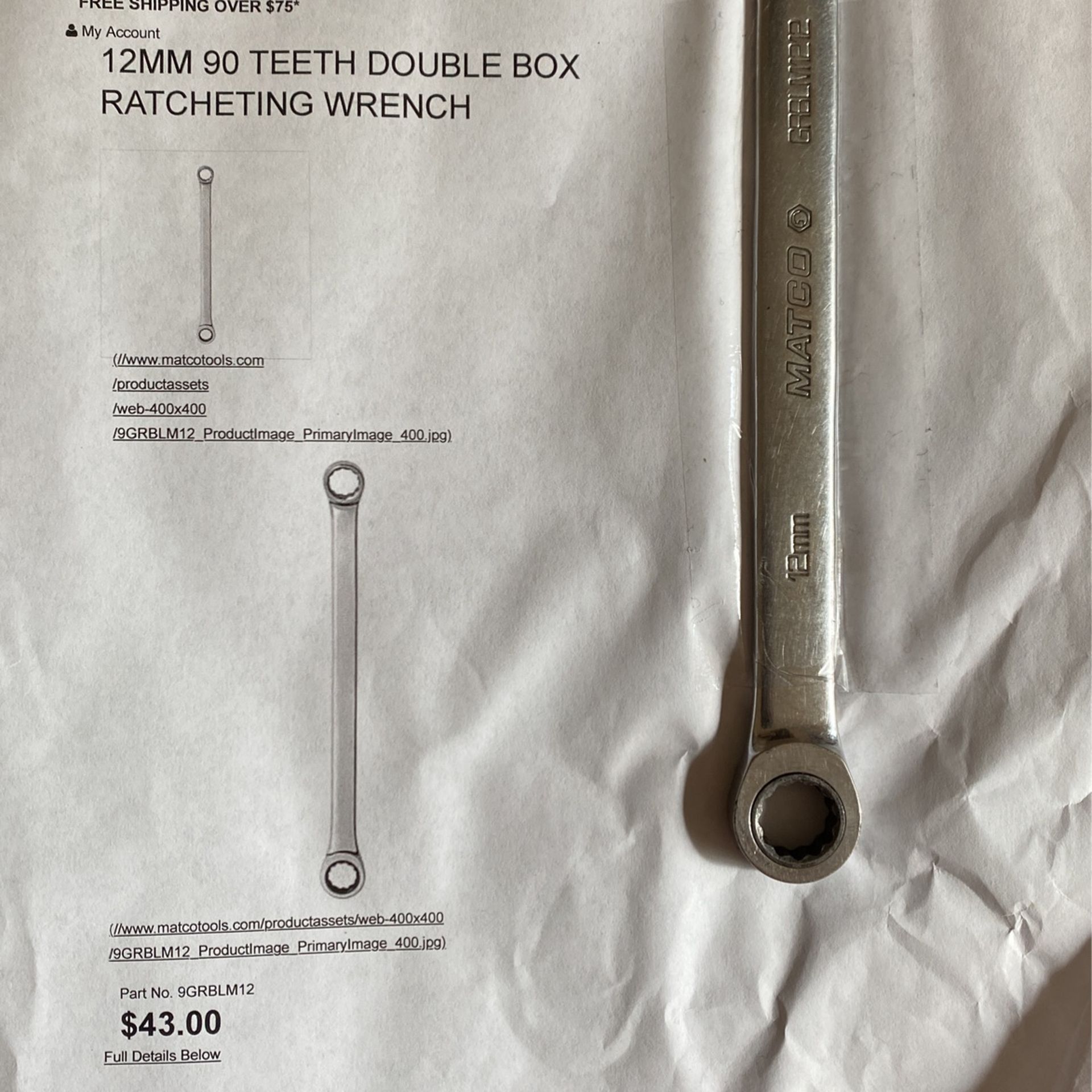Ratcheting Wrench 12MM