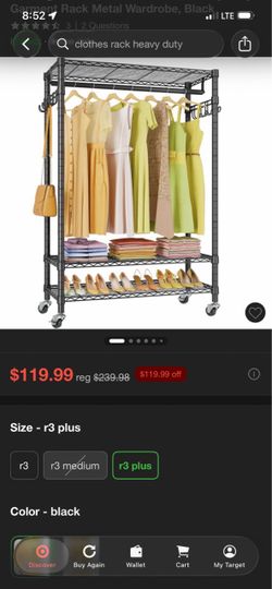 Clothes shoes and bag rack with light