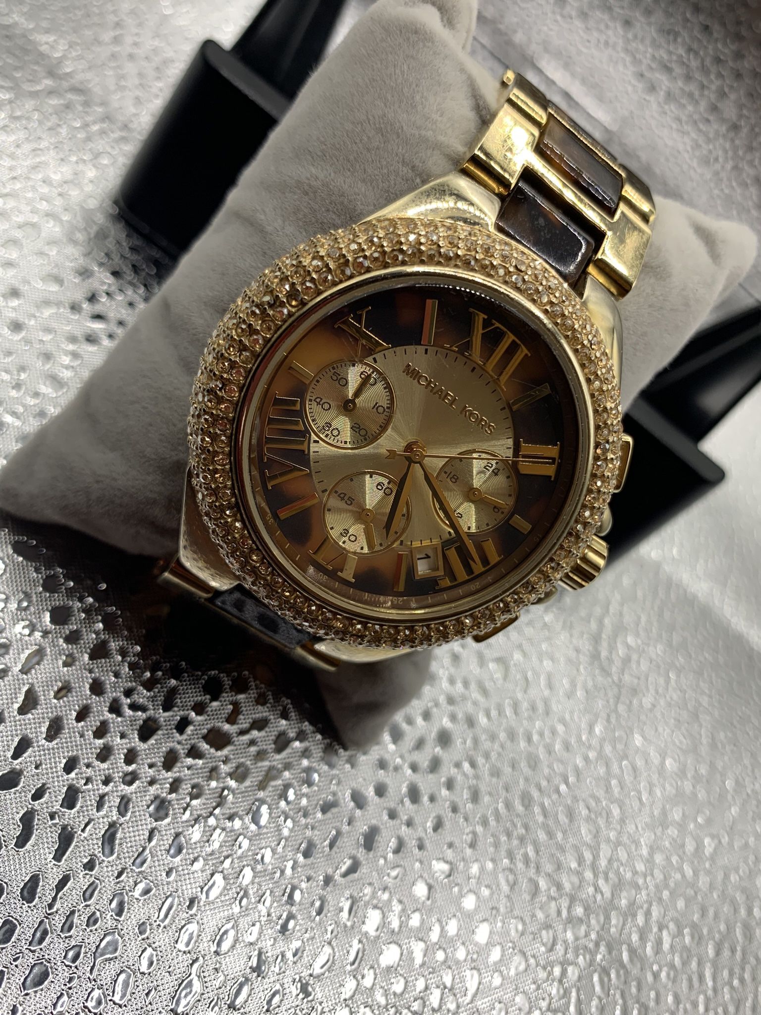 Michael Kors Camille Womens Chronograph Watch Pave Crystals...