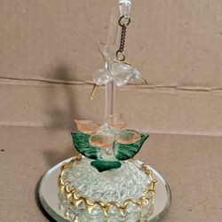 Hummingbird Glass Handblown Gold Trim Paint Home Decor 