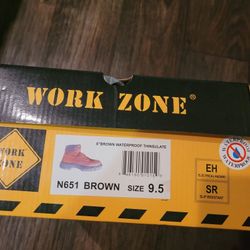  Work Zone Size 9 1/2 Brown Boots