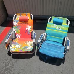 Set of 2 Tommy Bahama Backpack Beach Lounge Chairs