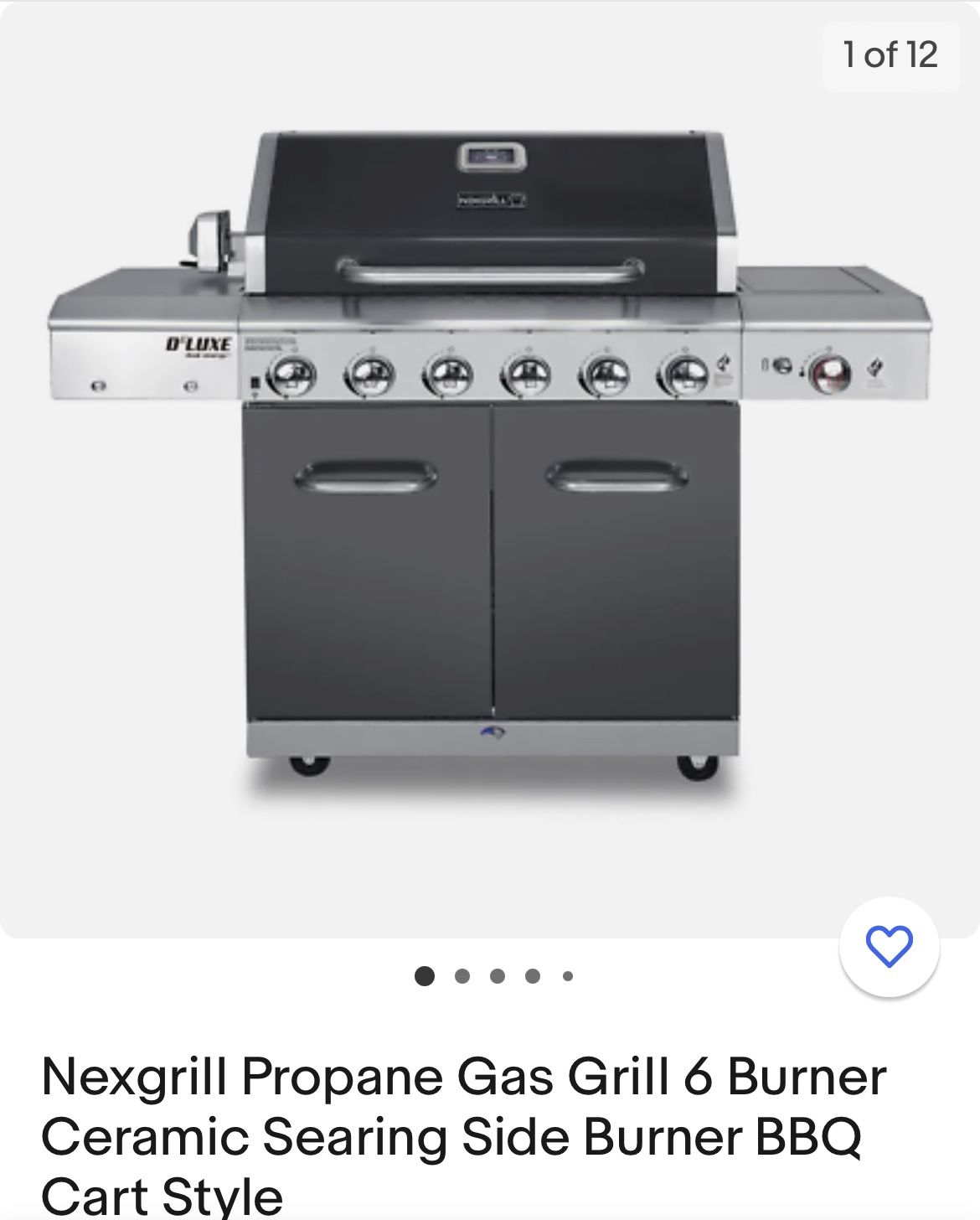 Burner Propane Gas Grill in Stainless Steel with Ceramic Searing