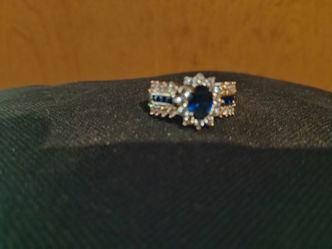 925 Gold filled Sapphire and Diamond ring