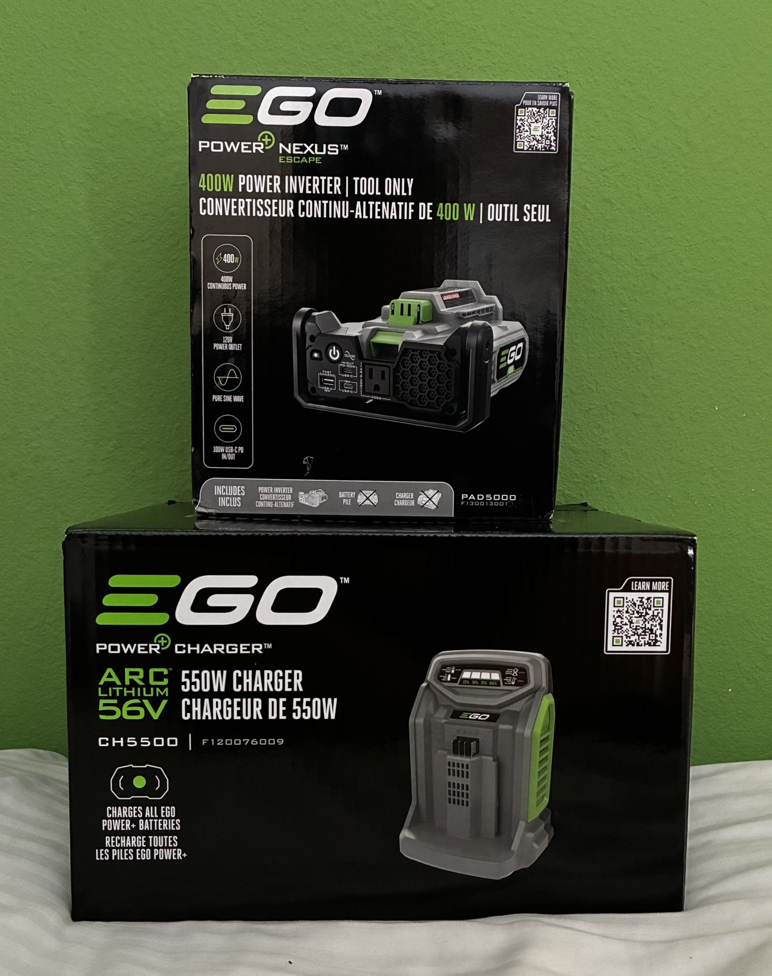 Ego Power + Portable Inverter Generator 400W inverter + 3 56v 5.0ah battery’s + 550W fast charger