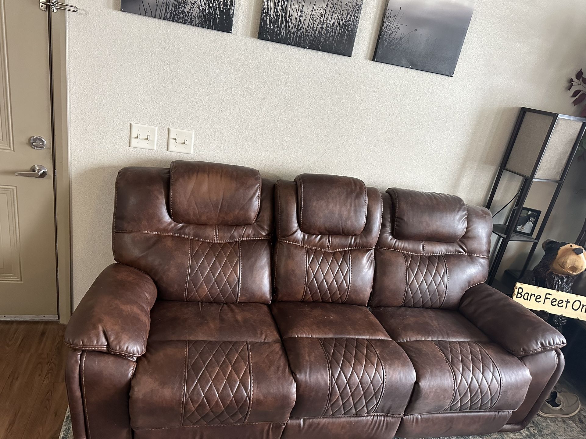 Leather Reclining Sofa and Loveseat