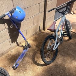 BMX Bike + Razor Scooter + Helmet (Bundle Deal!)