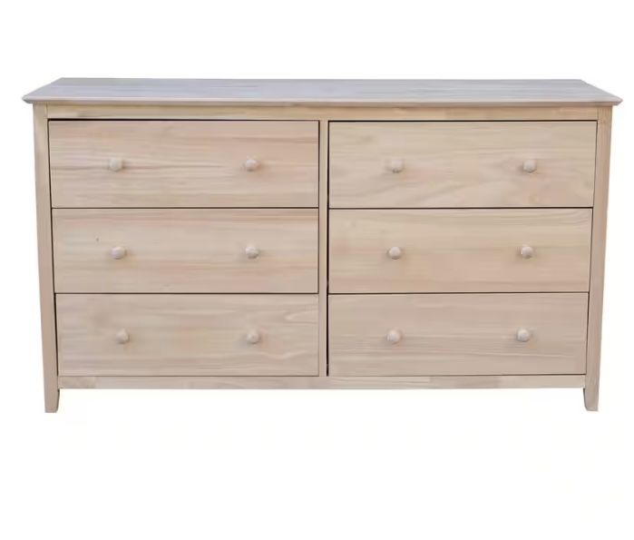 Brooklyn 6-Drawer Unfinished Wood Dresser
