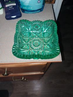 Beautiful Green Glass Candy Dish