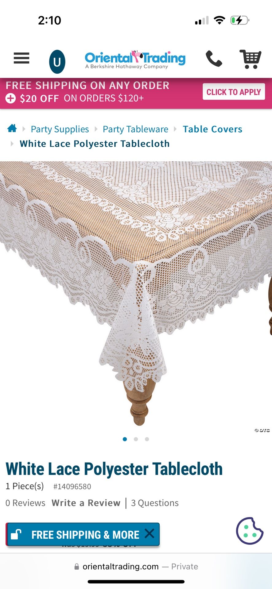 2x 60”x90” White Lace tablecloths