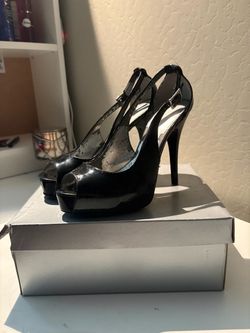 Black peep toe stilettos