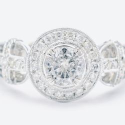 Custom, Made, One Of A Kind — 1.11ctw Diamond Halo Ring Custom Ring Appraisal $5800+